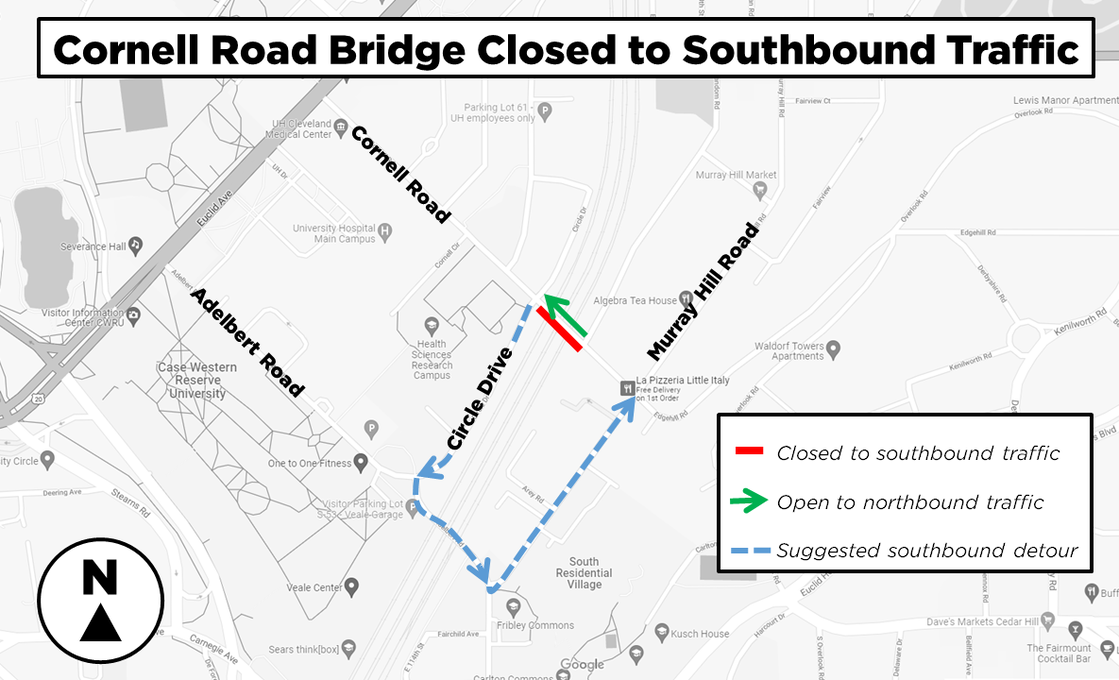 Cornell Road Bridge Closed to Southbound Traffic