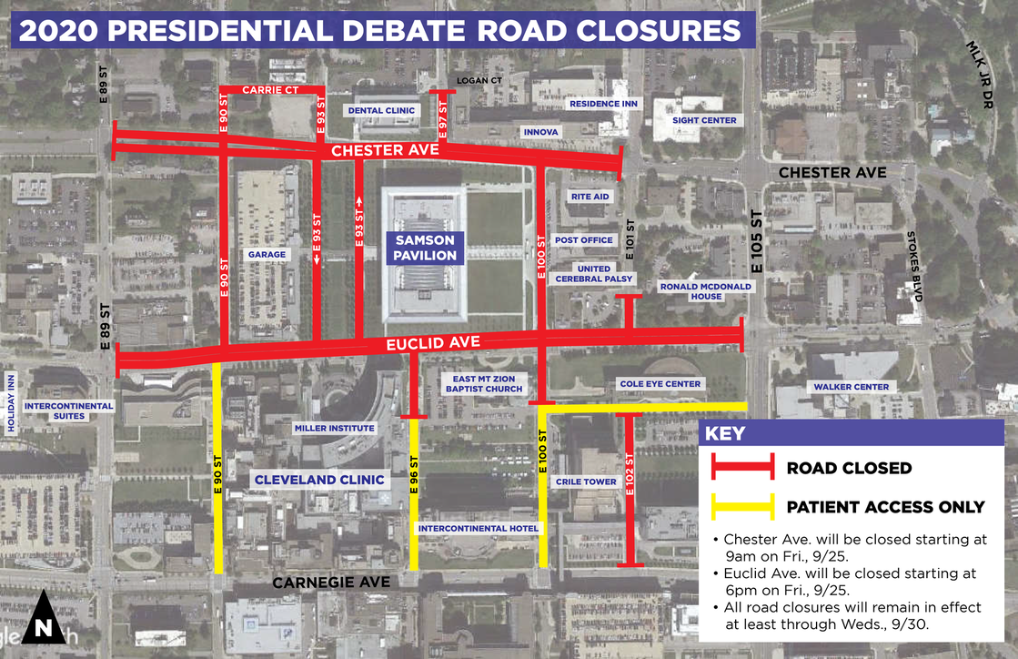 Road Closures for 2020 Presidential Debate