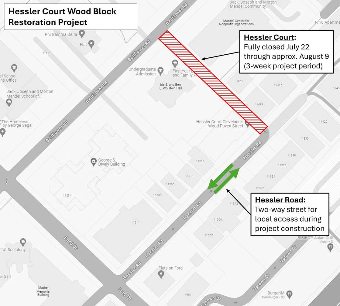 Temporary Road Closure and Roadway Changes for Hessler Court Wood Block Restoration